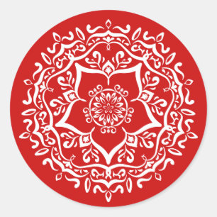 Cherry Mandala Classic Round Sticker