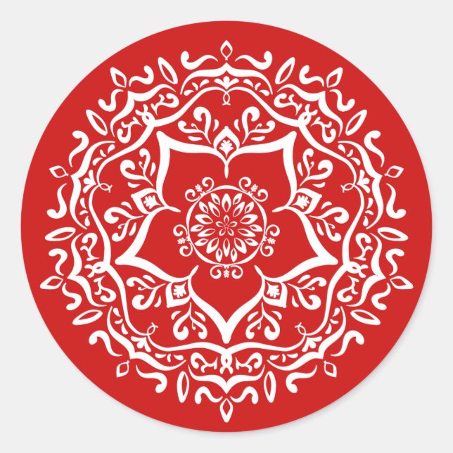 Cherry Mandala Classic Round Sticker (Front)