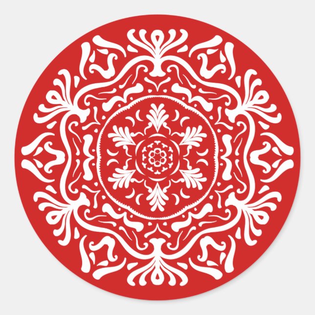 Cherry Mandala Classic Round Sticker (Front)