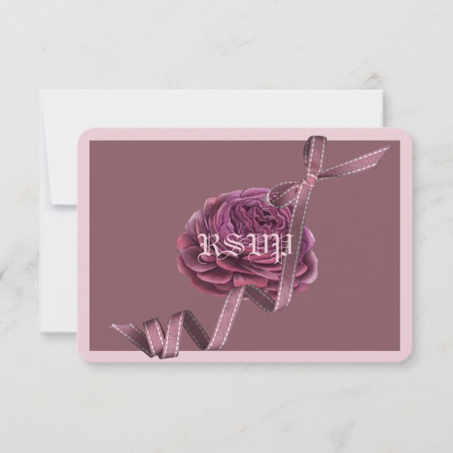 Cherry Mauve Rose Light RSVP Card (Front)
