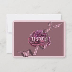 Cherry Mauve Rose Light RSVP Card