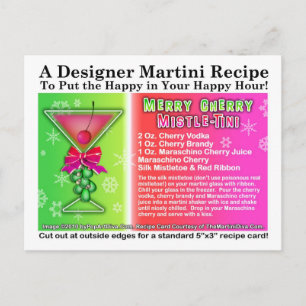 Cherry Mistle-Tini Christmas Martini Recipe Holiday Postcard