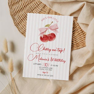 Cherry on Top 1st Birthday Invitation