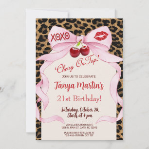 Cherry On Top adult woman birthday invitation. Invitation