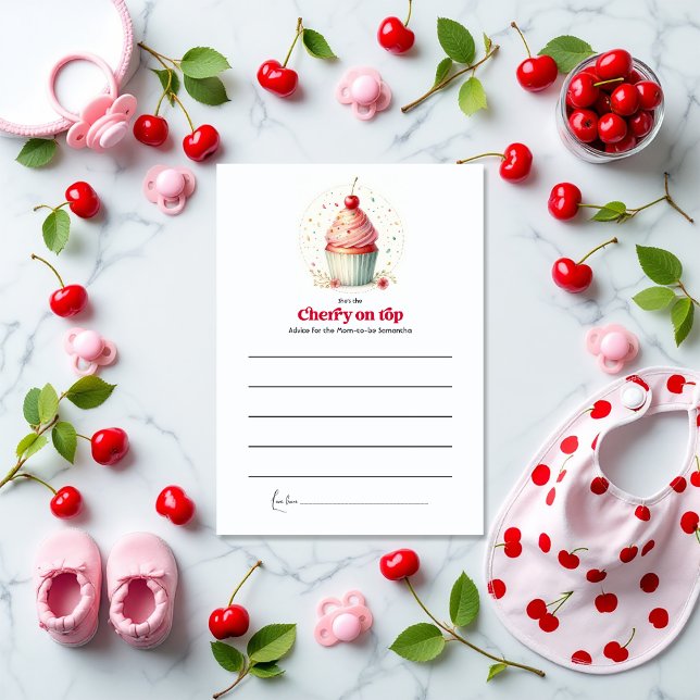 Cherry On Top Baby Shower Advice Card (Cherry On Top Baby Shower Advice Card)