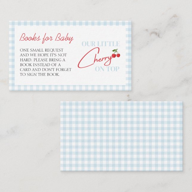 Cherry on Top Baby Shower Books for Baby Enclosure Card (Front/Back)
