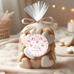 Cherry on Top Baby Shower Classic Round Sticker