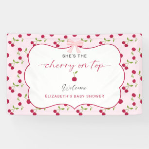 Cherry On Top Baby Shower Coquette Welcome Banner