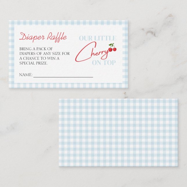 Cherry on Top Baby Shower Diaper Raffle Enclosure Card (Front/Back)