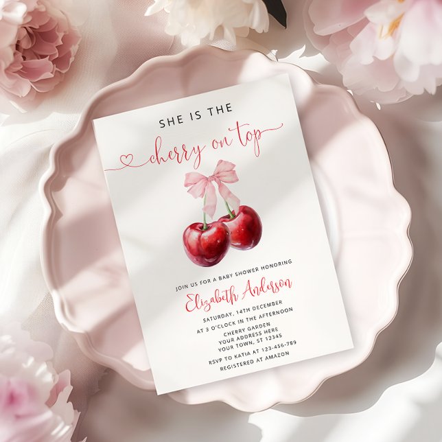 Cherry on Top Baby Shower Invitation (Creator Uploaded)