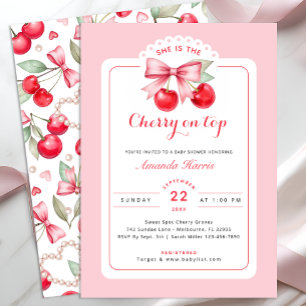 Cherry on Top Baby Shower Invitation Pink Cherries