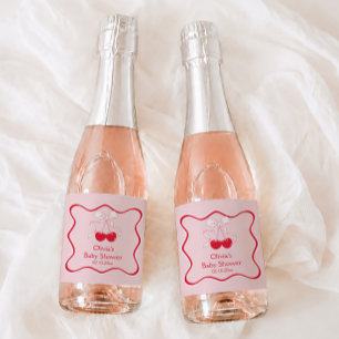 Cherry On Top Baby Shower Mini Champagne Sparkling Wine Label