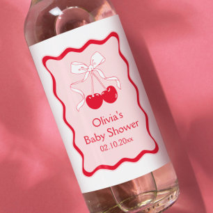 Cherry On Top Baby Shower Mini Champagne Wine Label