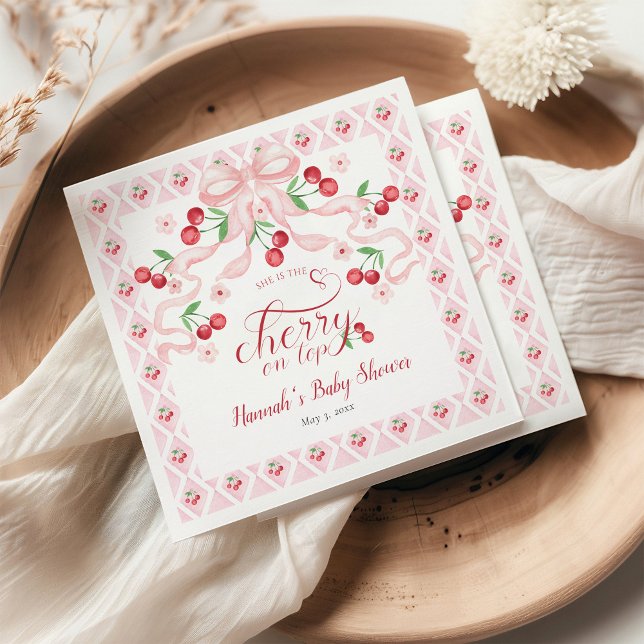Cherry on Top Baby Shower Napkin (Creator Uploaded)