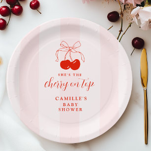 Cherry on Top Baby Shower Paper Plate