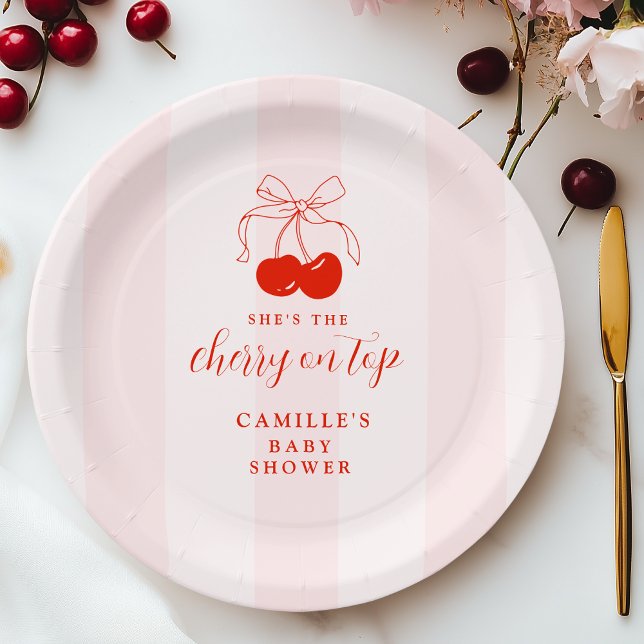 Cherry on Top Baby Shower Paper Plate (Creator Uploaded)