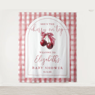 Cherry On Top Baby Shower Photo Backdrop Tapestry
