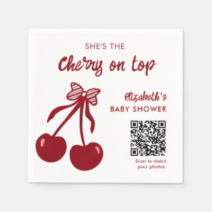 Cherry on Top Baby Shower QR Code Photo Sharing Napkin