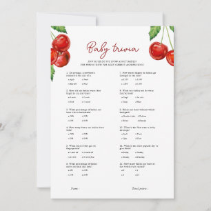 Cherry on top Baby Trivia Baby Shower Game Card
