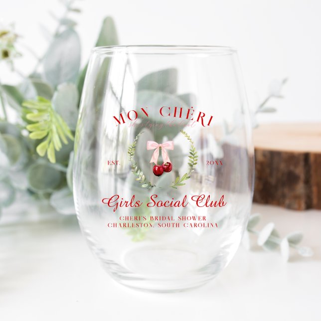Cherry on Top | Bachelorette Bridesmaid Stemless Wine Glass (Creator Uploaded)