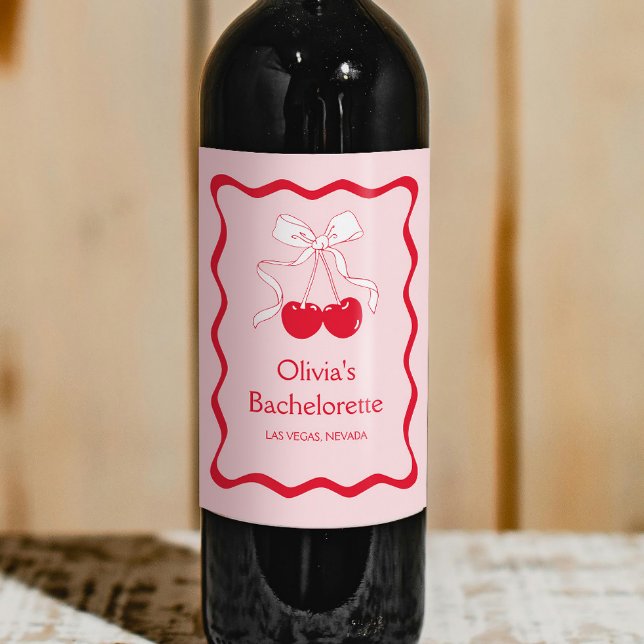 Cherry On Top Bachelorette Party Wine Label (Creator Uploaded)