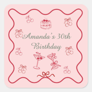 Cherry on Top Birthday Square Sticker