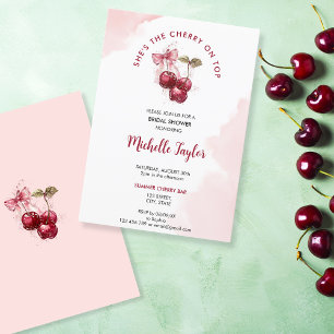 Cherry on Top Bow Cocktail Summer Bridal Shower Invitation