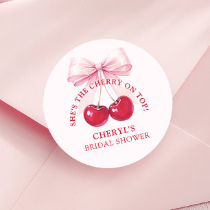 Cherry on Top Bridal Shower Classic Round Sticker