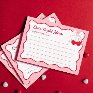 Cherry On Top Bridal Shower Date Night Ideas Card