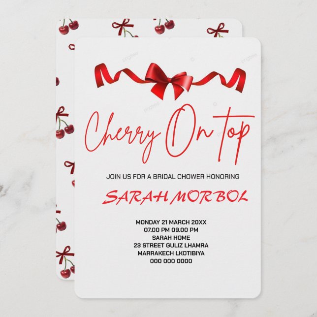 Cherry On Top Bridal Shower Invitation P She's The (Front/Back)