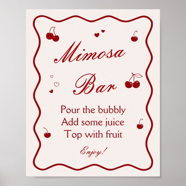 Cherry On Top Bridal Shower Mimosa Bar Poster (Front)