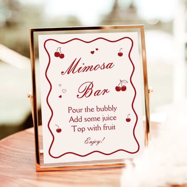 Cherry On Top Bridal Shower Mimosa Bar Poster (Creator Uploaded)