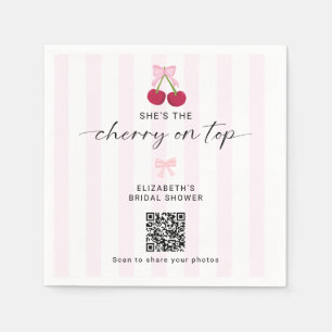 Cherry On Top Bridal Shower QR Code Share Photos Napkin