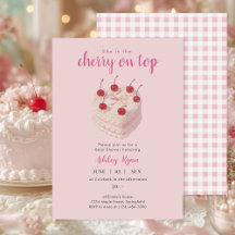 Cherry on Top Cake Baby Shower invitation