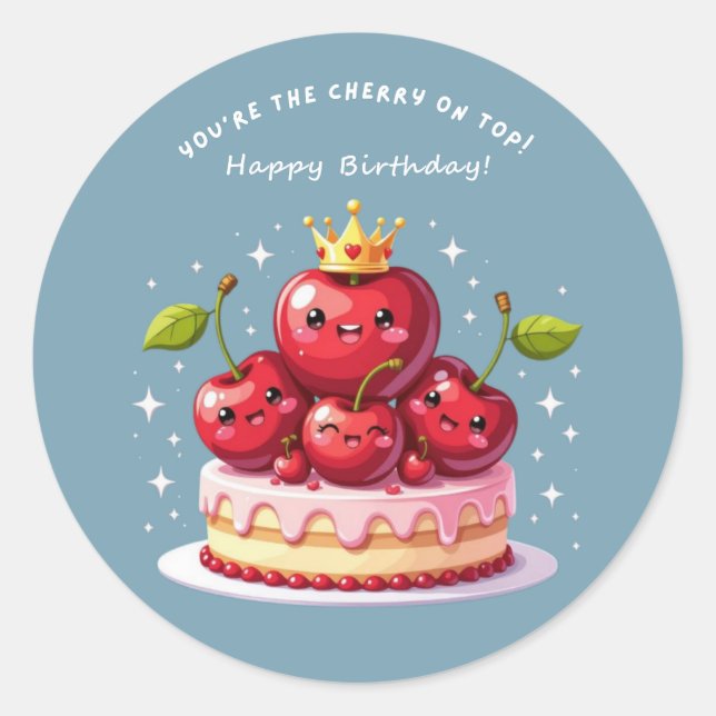 Cherry on Top Classic Round Sticker (Front)