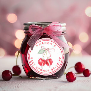 Cherry on Top Coquette Baby Shower Classic Round Sticker