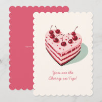 Cherry on Top Cute Heart Cake Valentine's Day