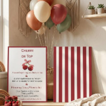 Cherry on Top Elegant Baby Shower Minim Invitation