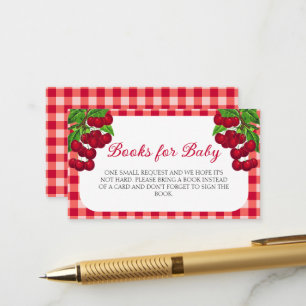 Cherry on top Fall Gingham Plaid Books for Baby Enclosure Card