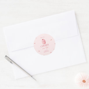 Cherry on top girl 1st birthday classic round sticker