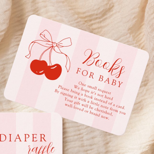 Cherry on Top Girl Baby Shower Books for Baby Enclosure Card (Creator Uploaded)
