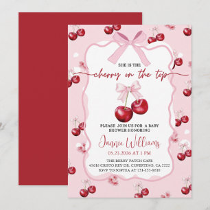 Cherry On Top Girl Baby Shower Invitation