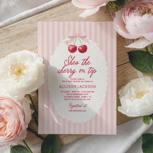 Cherry on Top Girl Baby Shower Invitation