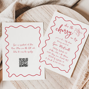 Cherry on Top Handwritten Red Girl Baby Shower Invitation