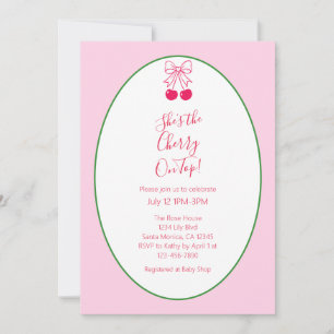 Cherry On Top Modern Girl Baby Shower Invitation