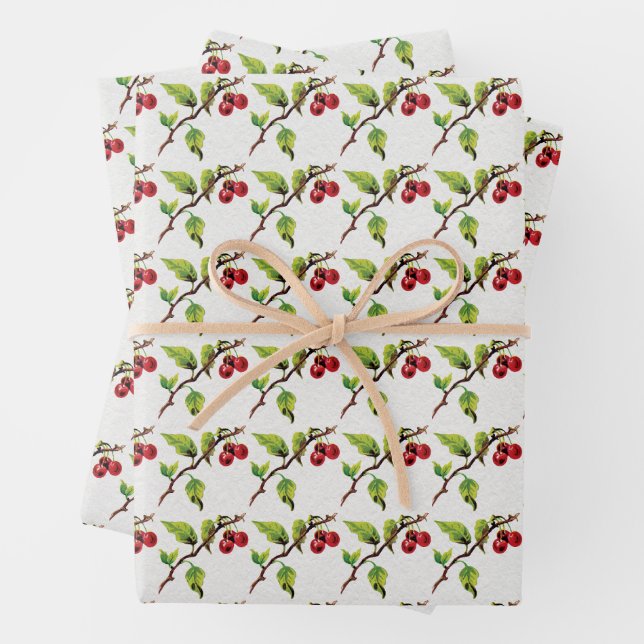 Cherry on Top Pattern  Wrapping Paper Sheet (In situ)