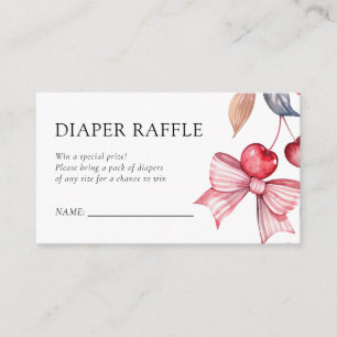 Cherry on Top Pink Bow Baby Shower Diaper Raffle Enclosure Card