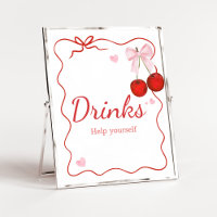 Cherry on Top Pink Bow Baby Shower Drinks