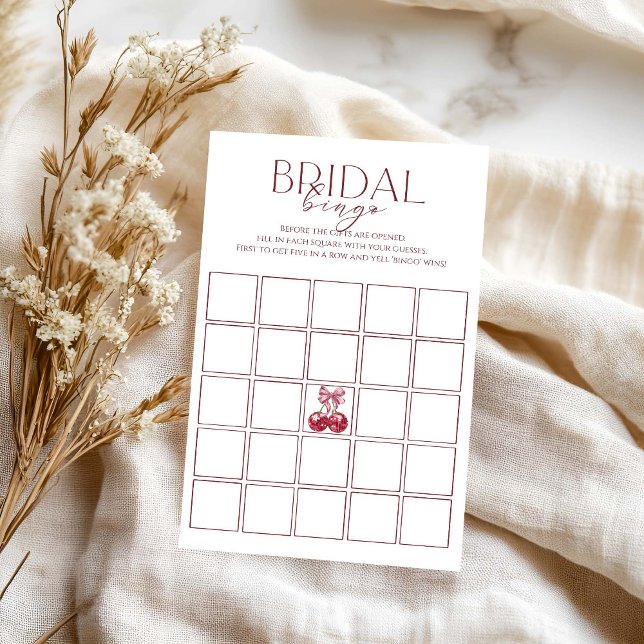 Cherry On Top Pink Bow Bridal Shower Bingo Game (Creator Uploaded)