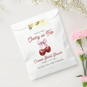 Cherry On Top Pink Bow Bridal Shower Thank You Favour Bag